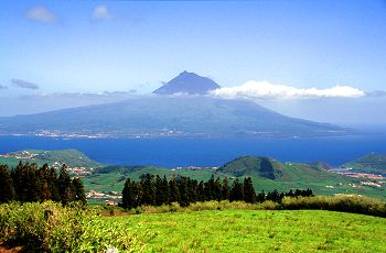 View of Pico (the largest mountain in Portugal) from Faial island