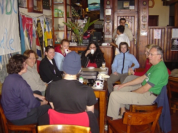 Relaxing at Peter's cafe
