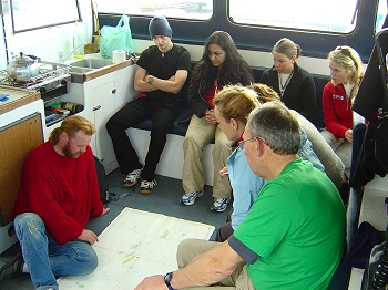 The first briefing on shore