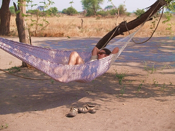 Relaxing at base after a day's work