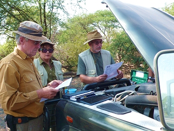 Training on how to look after the expedition Land Rovers