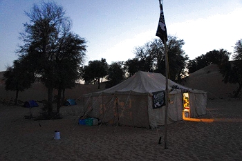 Bedu mess tent at night (with solar lighting)