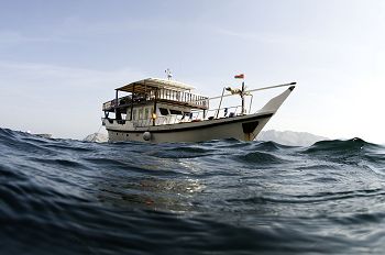 The live-aboard dhow, base and research vessel. 