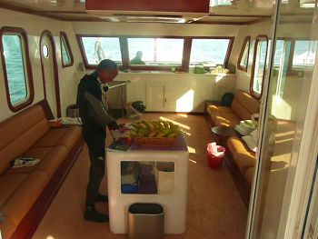 The dhow's air-conditioned lounge