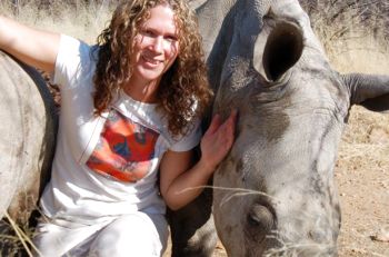 Meeting the resident tame rhinos, part of a founder population for the study site