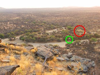 Research base in the bend of a dry river.