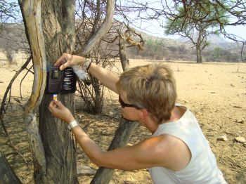 Setting up a camera trap