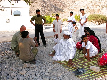 Talking to local people.