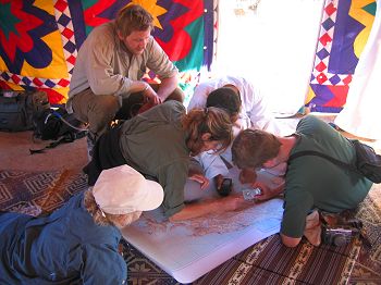 Deciding on a survey route for the day (courtesy of Claudia Hosp).
