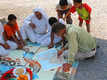 Talking to local people.