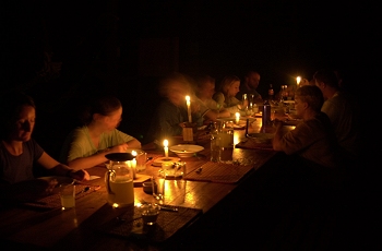 Candlelit dinner at base