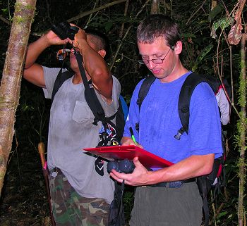 Recording wildlife on the transect trail