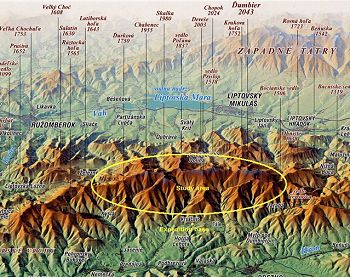 Map of the Nizke Tatry mountains and study site