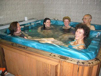 The infamous hot tub at base