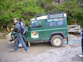 Leaving the Land Rover to walk into mountains at the start of a day