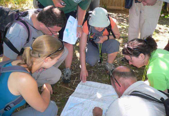Studying the day's survey route